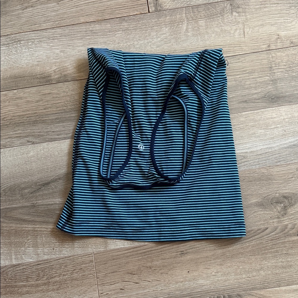 lululemon athletica Blue and White Striped Tank Top